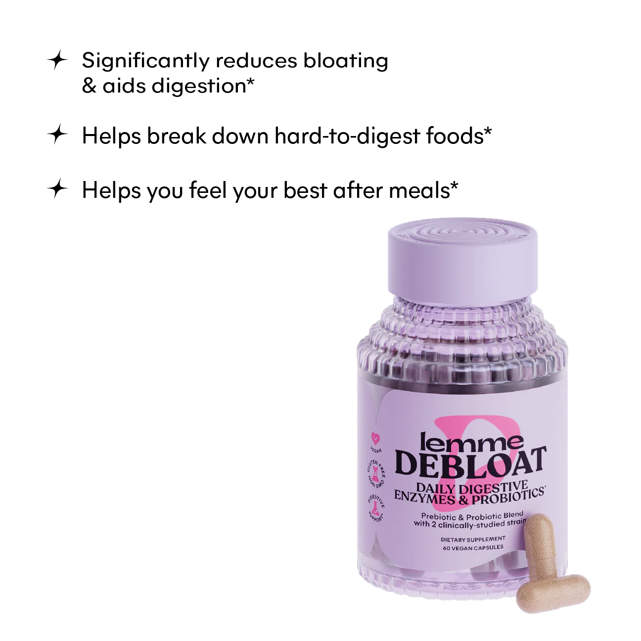 LEMME DEBLOAT Capsules- Digestive Probiotic & Multi-Enzyme Capsules