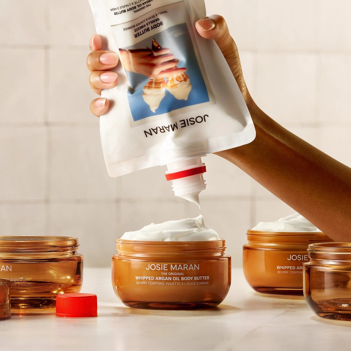 Josie Maran Vanilla Vibezzz - Whipped Argan Oil Refillable Firming Body Butter Jar